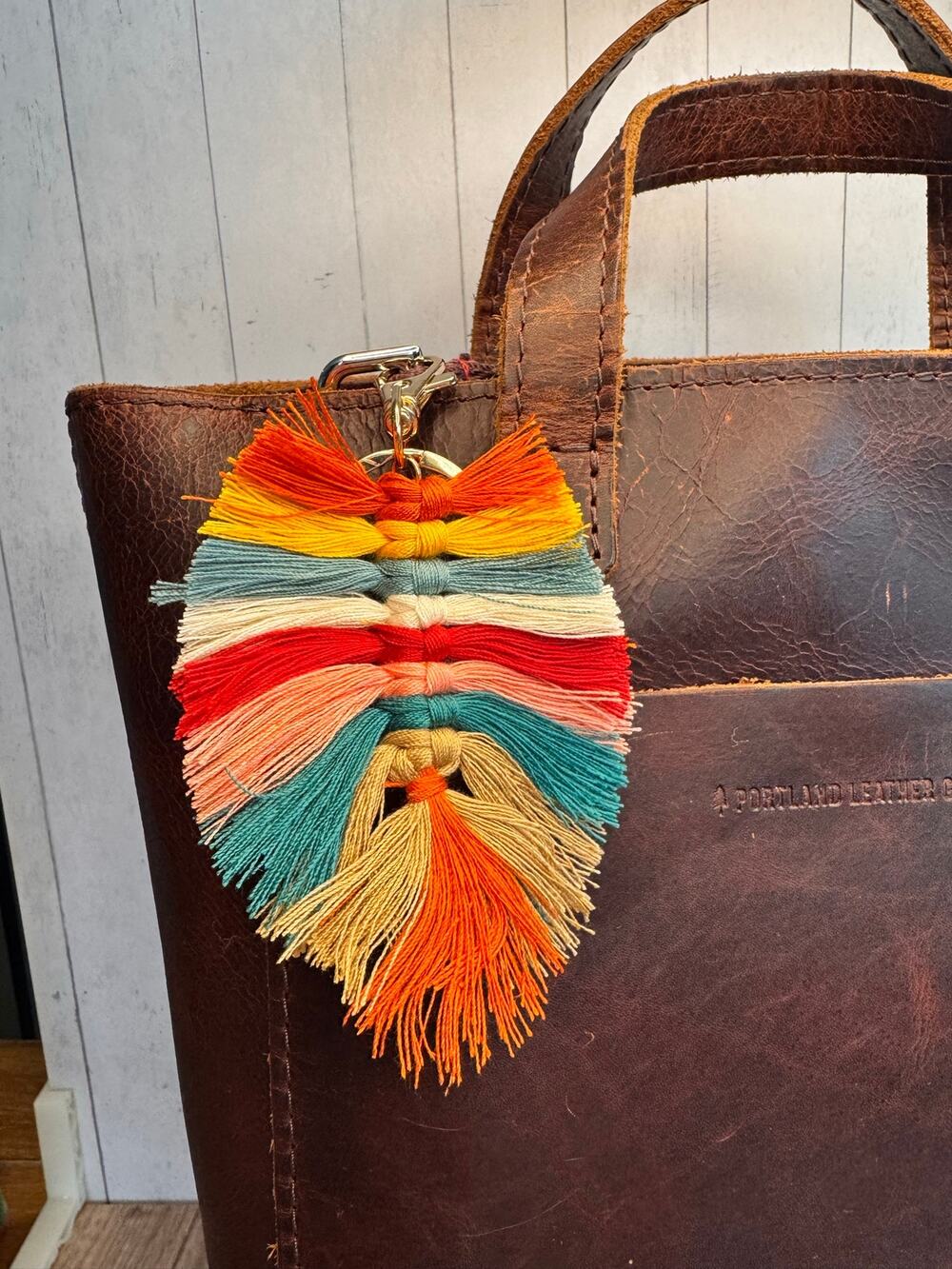 Colorful Macrame Feather Bag Charm Macrame Boho Accessories NeW Fast Ship Fun